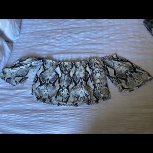 Snakeskin off the shoulder crop top